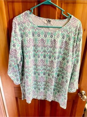 Mint and Lavender Printed Tunic Top